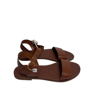 STEVE MADDEN DONDDI TAN LEATHER FLAT WOMEN SANDALS SIZE 6.5 NWT WITH BOX